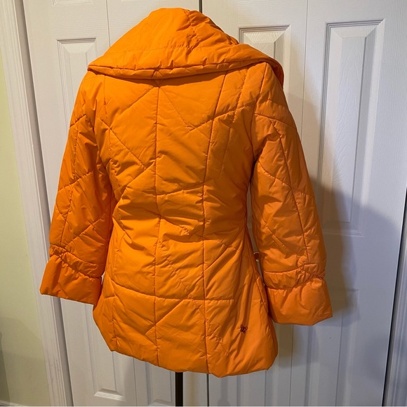 NWOT New London USA Orange Asymetrial Puffer Winter Coat Size Large - Picture 13 of 16